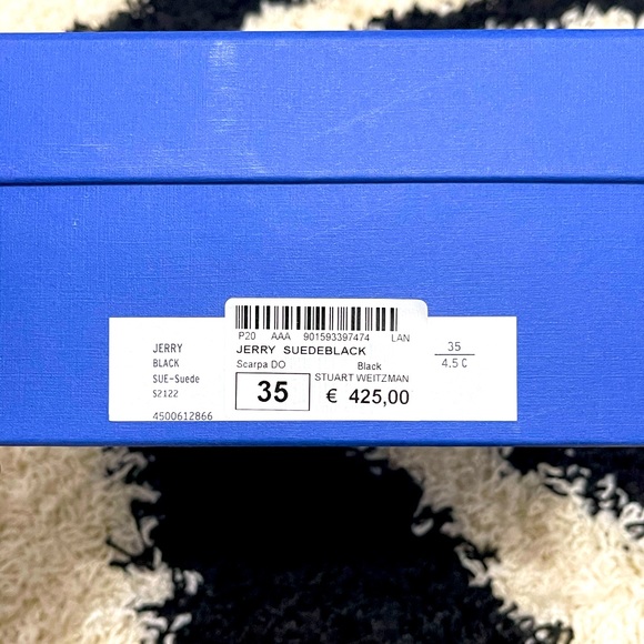NIB Women’s Size 35 Stuart Weitzman Jerry Black Suede Sandals With Buckle Strap - Picture 8 of 15
